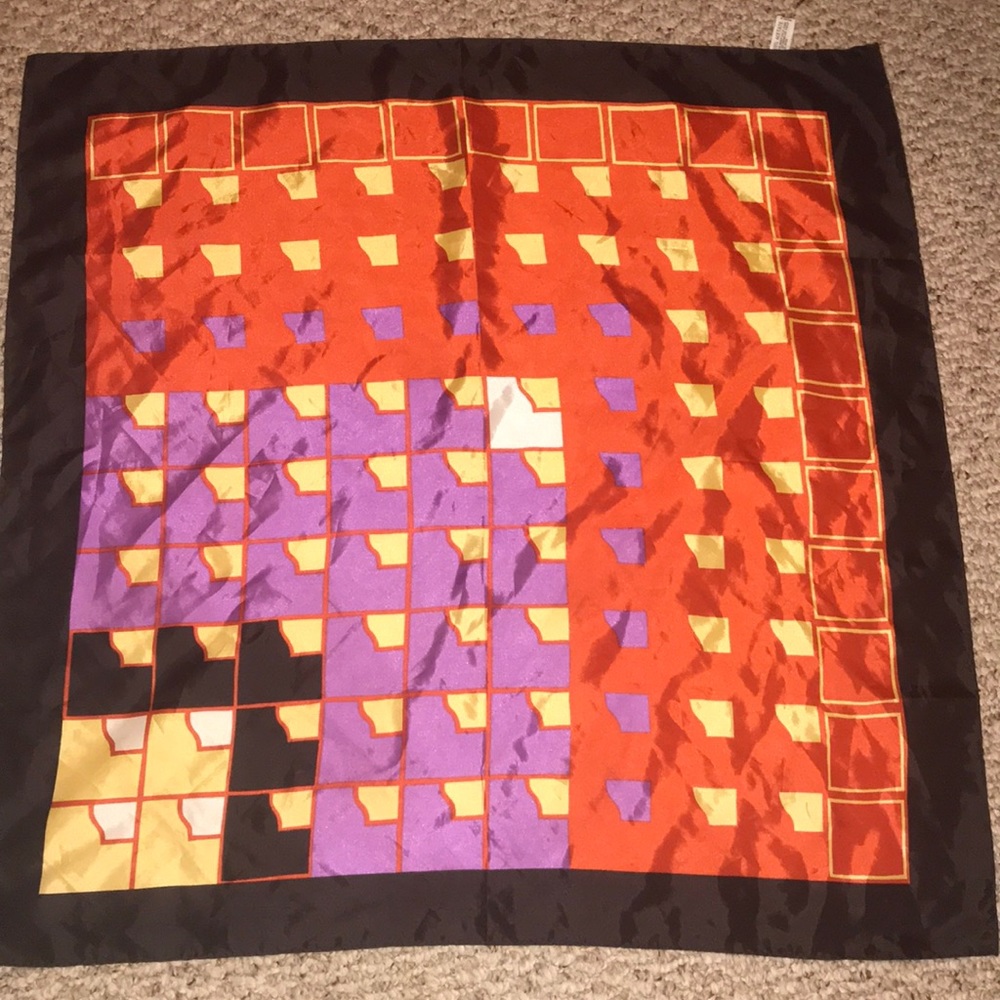 Eastman Manufacturing Co. 26 3/4” Square Geometrical Neck Scarf Red and Purple
